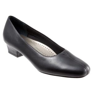 Trotters Doris Black Leather Heels Sz 9.5 Super Slim New Without Tag Or Box